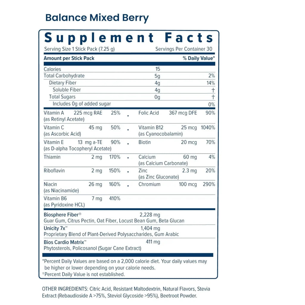 Unicity Balance Mixed Berry Drink Mix 30 Packs