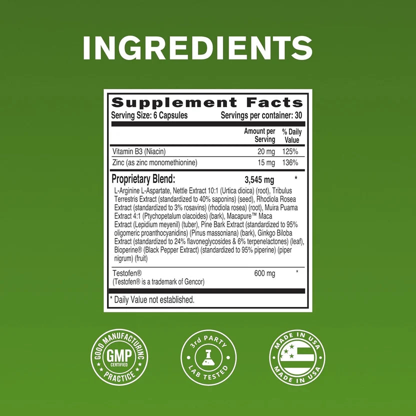 NaturalSlim Testosterin Support 180 Capsules