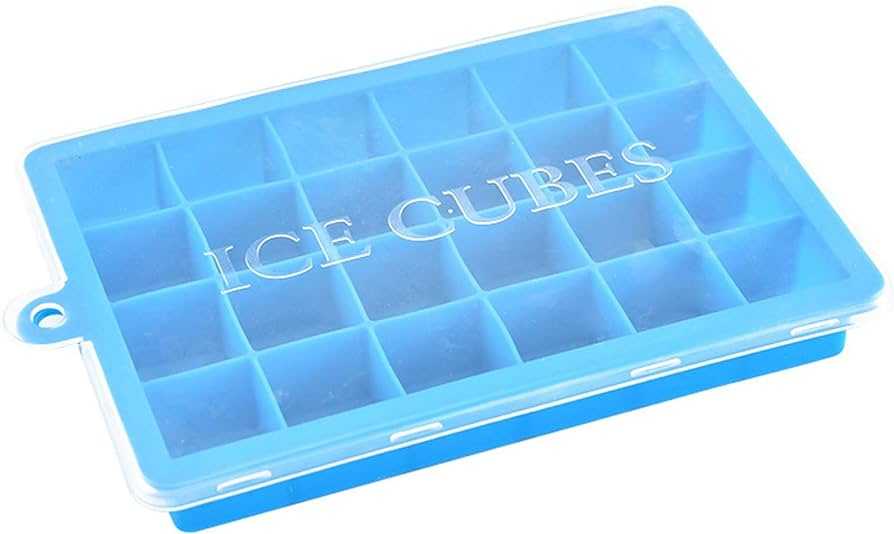 Easy Push Pop out Square Silicon Ice Cubes Tray 15 Cubes WITH LID