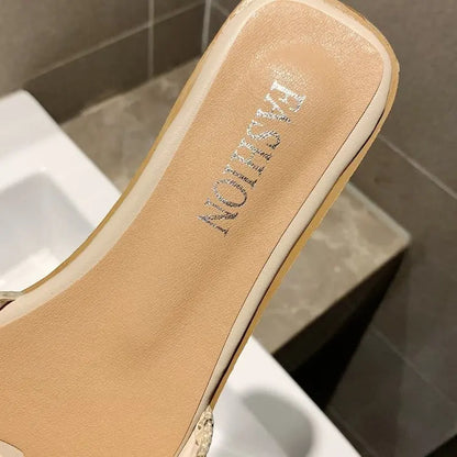 Hot Sale Summer Women Slippers Fashion Slip on Flat Metal Buckle Women Shoes