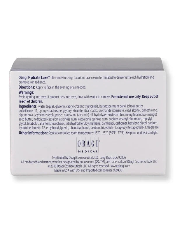 Obagi Hydrate Luxe Moisture Rich Cream – 1.7 oz / 48 g | Intense Hydration & Anti-Aging Night Cream