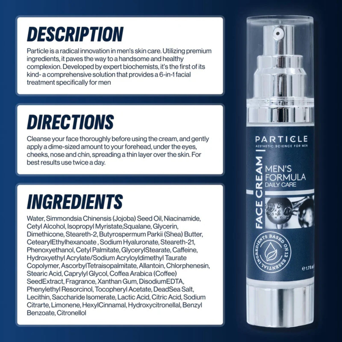 Particle 6-in-1 Face Cream for Men, Daily Hydrating Moisturizer 1.7 fl oz