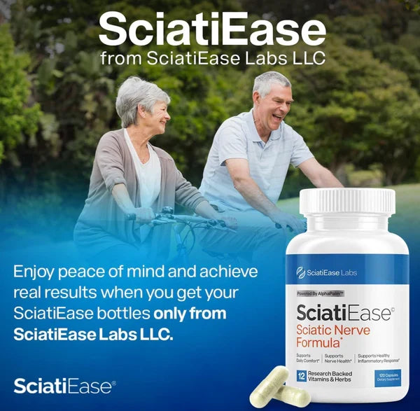 SciatiEase Sciatic Nerve Health Support Supplement - Nerve Support Formula with AlphaPalm, Pea, Vitamin B Complex, Alpha Lipoic Acid 300mg - 3 Bottles
